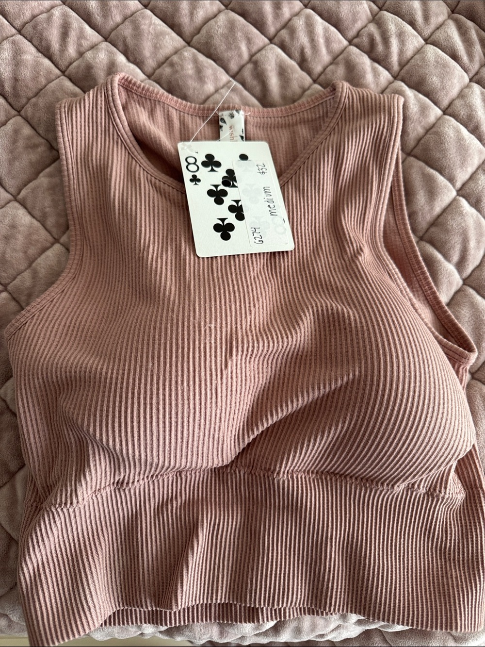 Ribbed Sleeveless Crop Tank Top - Blush Pink